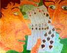 "The Hand" 1999 Primary Macropoint, 9 x 7ft canvas