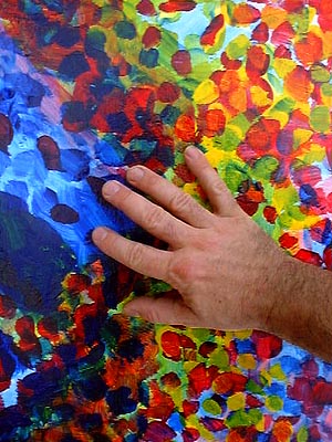 Paint daubs - the hand gives you a sense of the scale