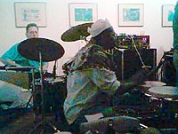 Percussion section Mel on drums, Suni on congas.
